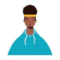 homme ethnique afro avec icône de caractère de vêtements de sport vecteur