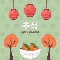 affiche de chuseok coréen vecteur