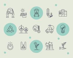 quinze icônes de produits durables vecteur