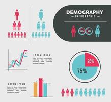 sept icônes d'infographie démographique vecteur