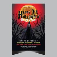 modèle de flyer de fête d'halloween pour de joyeuses fêtes d'halloween vecteur