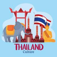 icônes éléphant et thaïlande vecteur