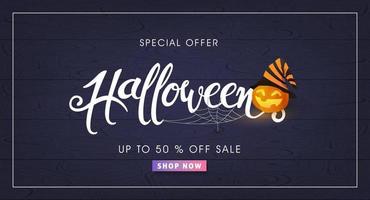 modèle de bannière publicitaire de promotion de vente joyeux halloween vecteur