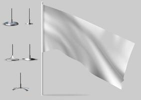 drapeaux réalistes blancs. maquettes de drapeau blanc. vecteur