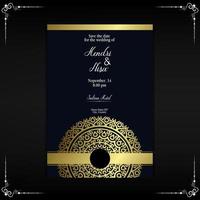 fond orné de mandala d'or de luxe pour invitation de mariage, couverture de livre avec style d'élément de mandala vecteur