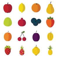 ensemble d'icônes de fruits, style plat vecteur