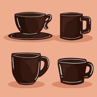 icônes avec des tasses à café vecteur