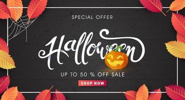 modèle de bannière publicitaire de promotion de vente joyeux halloween vecteur