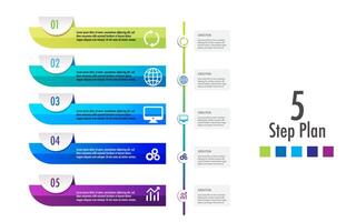 infographie modèle 5 étape pour affaires direction, commercialisation stratégie, diagramme, données, éclat, La Flèche calendrier, pour présentation rapport et le progrès vecteur