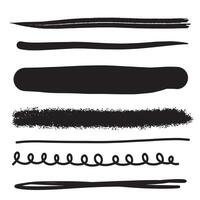 ensemble de artistique stylo brosses. main tiré grunge coups. griffonnage lignes, divers séparateurs pour la toile des sites. vecteur illustration