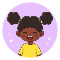 souriant africain américain fille. content enfant. avatar pour social réseaux. vecteur illustration