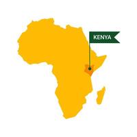 Kenya sur un Afrique s carte avec mot Kenya sur une en forme de drapeau marqueur. vecteur isolé sur blanc Contexte.