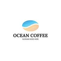 café haricot et océan logo concept vecteur