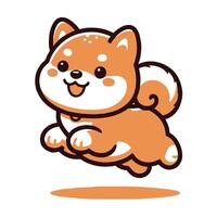 shiba inu sauter sur blanc Contexte. dessin animé vecteur illustration.