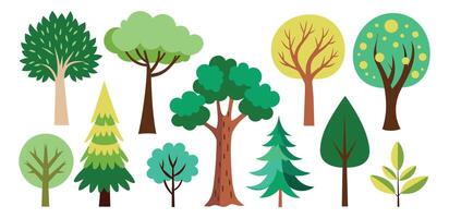 dessiné à la main des arbres collection ensemble, illustration vecteur pour infographie ou autre les usages