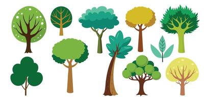 dessiné à la main des arbres collection ensemble, illustration vecteur pour infographie ou autre les usages