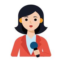 clipart Caractéristiques une professionnel femme journaliste en portant une microphone vecteur