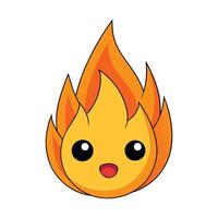 Feu flamme icône. Feu flamme mignonne emoji personnage isolé sur une blanc Contexte. vecteur