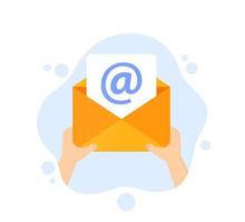 email, courrier en mains icône vecteur