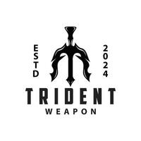 Neptune poseidon trident logo, lance Facile ancien modèle conception vecteur