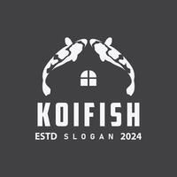 création de logo de poisson koi, vecteur de poisson d'ornement, produit de marque d'illustration d'ornement d'aquarium