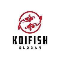 création de logo de poisson koi, vecteur de poisson d'ornement, produit de marque d'illustration d'ornement d'aquarium