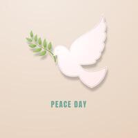 oiseau Colombe avec un olive branche dans honneur de le international journée de paix. vecteur illustration.