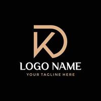 plat monogramme logotype d'or lettre initiale kd ou dk vecteur