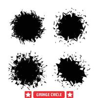 grunge cercle silhouette ensemble texturé circulaire dessins parfait pour rétro graphique ouvrages d'art vecteur