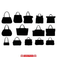 designer Sac à main collection exquis silhouettes pour perspicace goûts vecteur