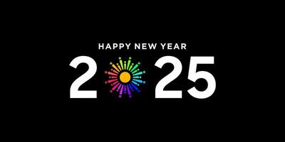 2025 Nouveau année logo conception avec coloré, feux d'artifice, 2025 calendrier vecteur