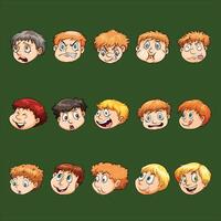 dessin animé garçon visages avec différent expressions vecteur