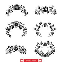 ai généré fleur couronne forme paquet exquis silhouettes pour glamour invitations et élite dessins vecteur