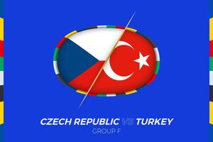 tchèque république contre dinde Football rencontre icône pour européen Football tournoi 2024, contre icône sur groupe organiser. vecteur