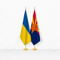 Ukraine et Arizona drapeaux sur drapeau rester, illustration pour diplomatie et autre réunion entre Ukraine et Arizona. vecteur