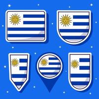 plat dessin animé vecteur illustration de Uruguay nationale drapeau avec beaucoup formes à l'intérieur