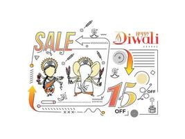 affiche de bannière de vente heureux diwali, illustration vectorielle. vecteur