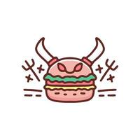 burger du diable avec illustration trident. graphiques vectoriels pour les impressions de t-shirts et autres utilisations. vecteur