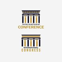 modèle de conception vectorielle de logo de conférence et de congrès international avec des styles modernes, simples et minimalistes. illustration de conception de vecteur de logo de bâtiment de musée de silhouette.