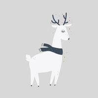 cerf de Noël mignon. impression vectorielle dans un style scandinave. illustration vectorielle dessinée à la main pour affiches, cartes, t-shirts. vecteur