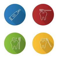 ensemble d'icônes plat linéaire grandissime de dentisterie. stomatologie. dentifrice et un bon brossage des dents. illustration de contour de vecteur