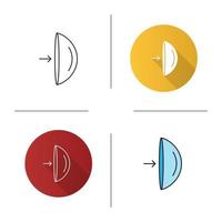lentilles de contact oculaires enlevant l'icône d'instruction. design plat, styles linéaires et de couleur. illustrations vectorielles isolées vecteur