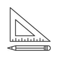 règle triangulaire avec icône linéaire de crayon. illustration de la ligne mince. dessin de symbole de contour. dessin de contour isolé de vecteur