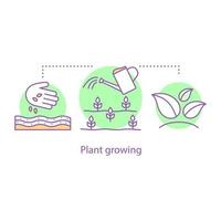 icône de concept de plus en plus de plantes. illustration de fine ligne d'idée d'agriculture. agriculture. travaux sur le terrain au printemps. dessin de contour isolé de vecteur