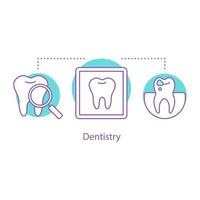 icône de concept de dentisterie. illustration de fine ligne idée stomatologie. diagnostic et traitement dentaire. dessin de contour isolé de vecteur