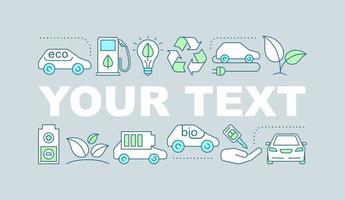 bannière de concepts de mot voiture écologique. véhicule ge. Voiture électrique. idée de typographie de lettrage isolé avec des icônes linéaires. transports respectueux de l'environnement. illustration de contour de vecteur