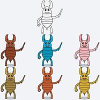 personnage de mascotte d'enseignement de termites de six couleurs vecteur