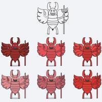 caractère de mascotte de termite de diable de six couleurs vecteur