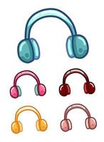 ensemble de fourrure moelleuse de cache-oreilles d'hiver ou d'un casque élégant pour écouter de la musique cartoon doodle illustration vectorielle vecteur