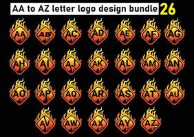 fire aa to az letter logo et icon design bundle vecteur